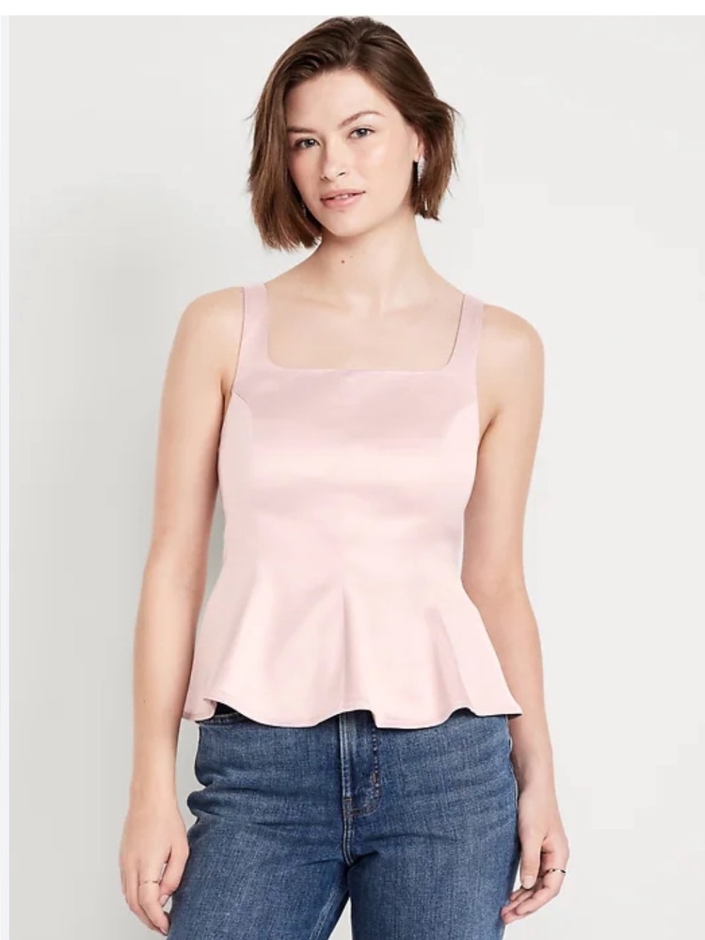 Old Navy Blush Pink Satin Sleeveless Tank Top 
Casual/Evening